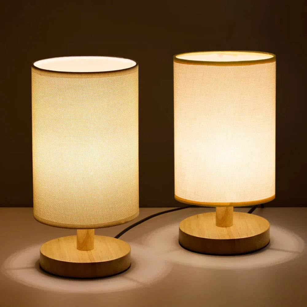 Organic Glow Lamp – Modern Wooden Nightstand Lamp with Dimmable Lighting and Remote Control 9