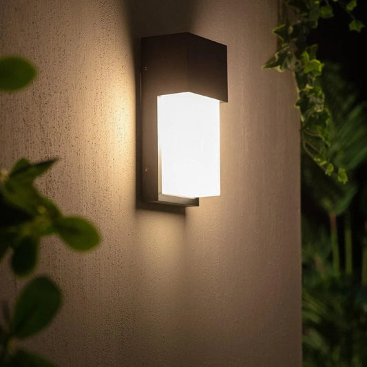 Outdoor Wall Lamp with Soft Light Diffuser – Elegant Black Metal Design for Gardens and Patios 1