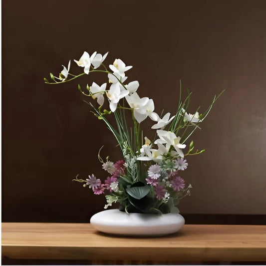 Elegant Ceramic Dove Vase with Artificial Orchids – Modern Floral Home Decor 1