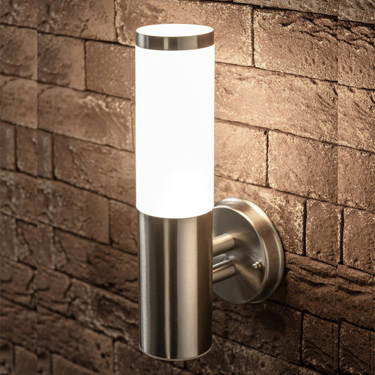 Modern Stainless Steel Outdoor Wall Light with Opal Diffuser – IP54 Weather Resistant 1