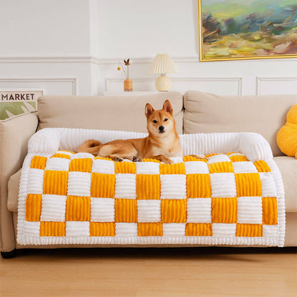 Plush Dog Blanket for Couch with Soft Raised Edge - Machine Washable, Non-Slip, Ultimate Comfort for Dogs and Cats 1