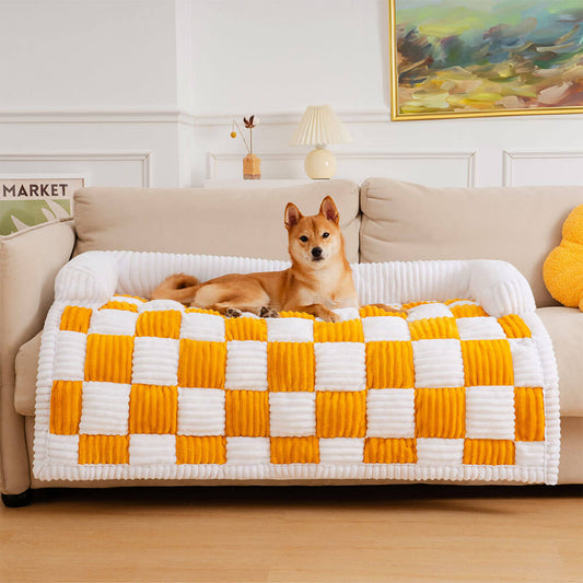 Plush Dog Blanket for Couch with Soft Raised Edge - Machine Washable, Non-Slip, Ultimate Comfort for Dogs and Cats 1