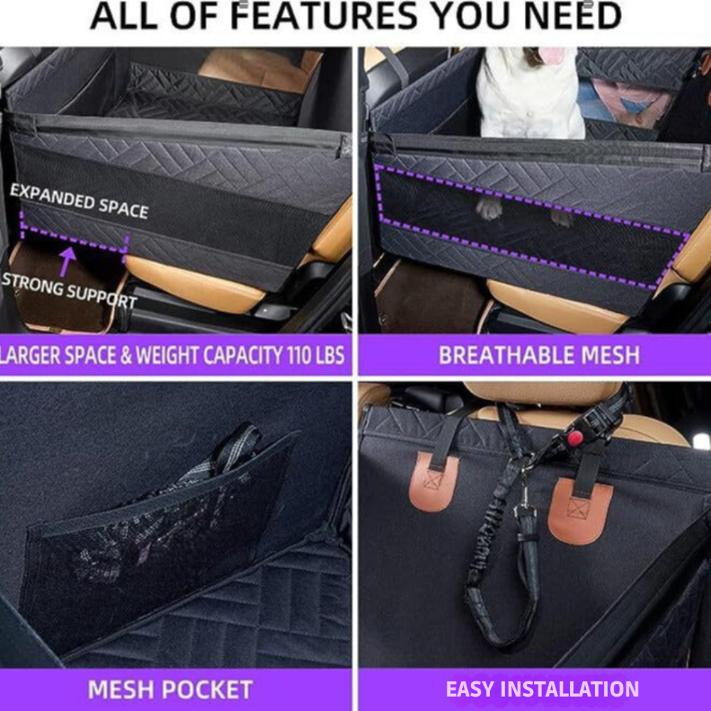 Dog Car Seat Extender with Waterproof Fabric and Memory Foam – Universal Fit for Pets Up to 50 kg 2
