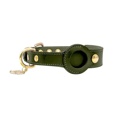 Stylish Leather Dog Collar with Real-Time Apple AirTag Tracking – Durable and Comfortable 3