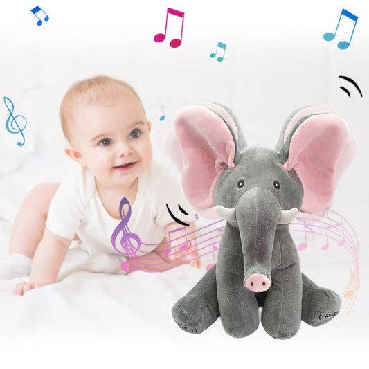 Interactive Peek-a-Boo Elephant Plush Toy – Soft Baby-Friendly Stuffed Animal with Singing and Flapping Ears 1