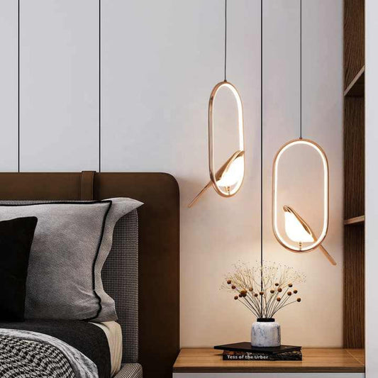 Modern Pendant Light with Golden Bird Accent – Stylish LED Hanging Lamp for Home Decor 1