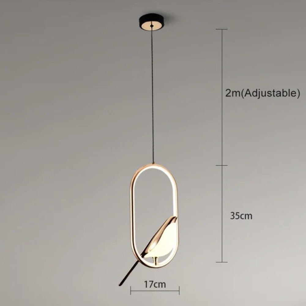 Modern Pendant Light with Golden Bird Accent – Stylish LED Hanging Lamp for Home Decor 10