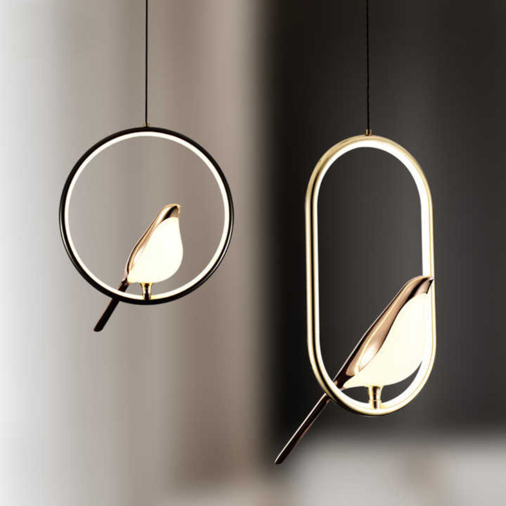 Modern Pendant Light with Golden Bird Accent – Stylish LED Hanging Lamp for Home Decor 2