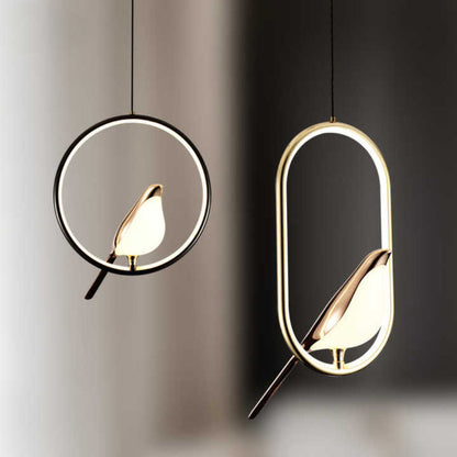 Modern Pendant Light with Golden Bird Accent – Stylish LED Hanging Lamp for Home Decor 2