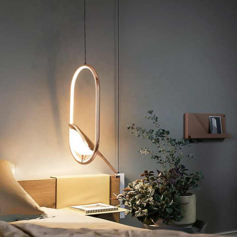 Modern Pendant Light with Golden Bird Accent – Stylish LED Hanging Lamp for Home Decor 3