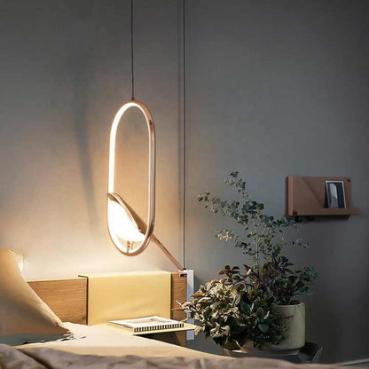 Modern Pendant Light with Golden Bird Accent – Stylish LED Hanging Lamp for Home Decor 3