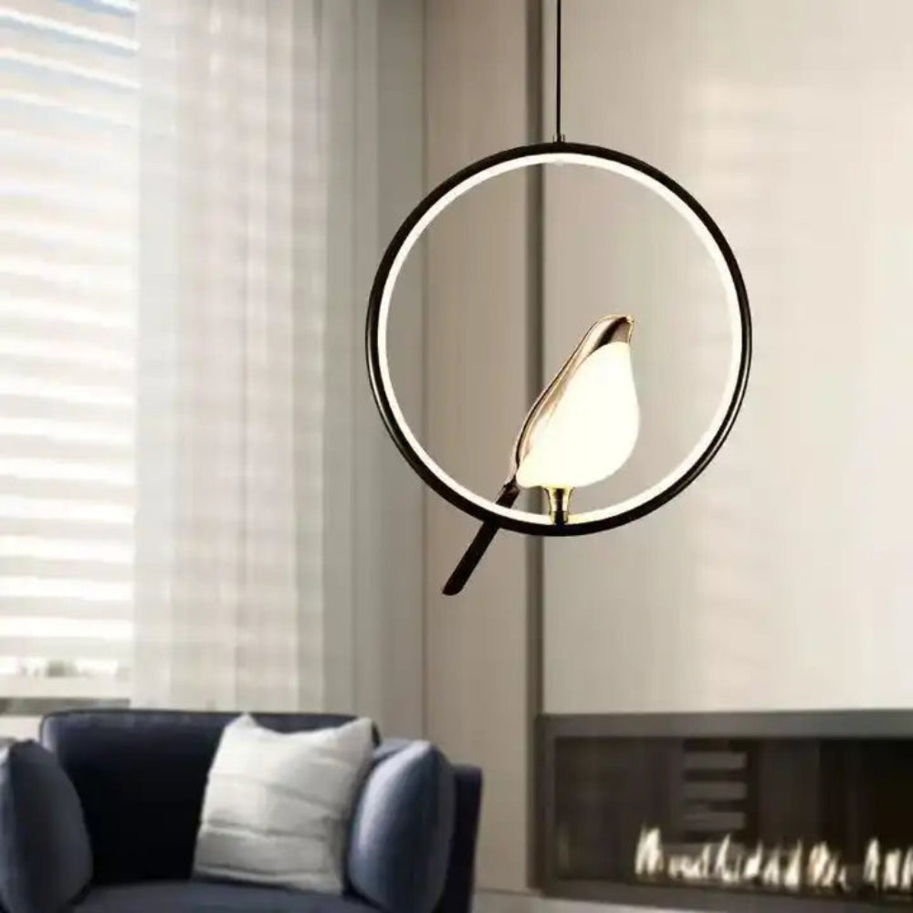 Modern Pendant Light with Golden Bird Accent – Stylish LED Hanging Lamp for Home Decor 5
