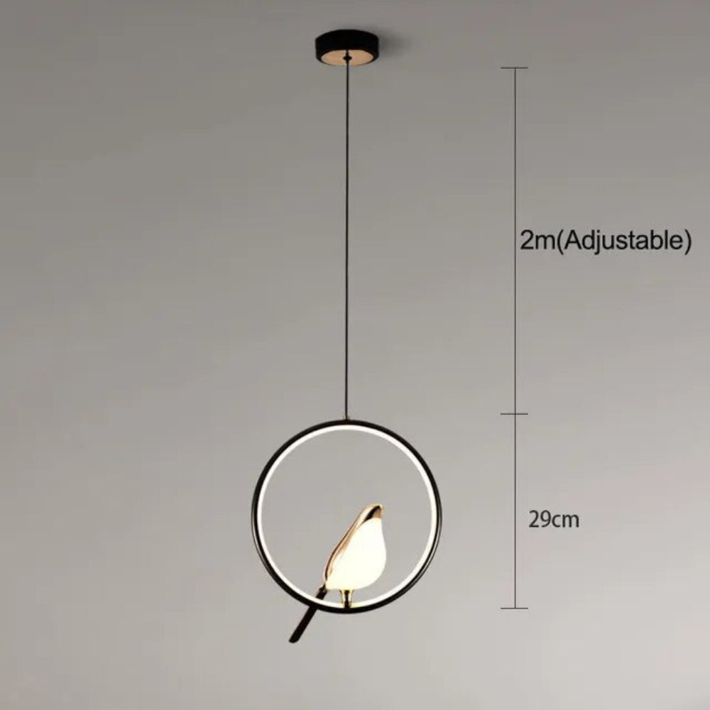 Modern Pendant Light with Golden Bird Accent – Stylish LED Hanging Lamp for Home Decor 8