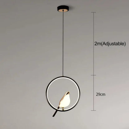 Modern Pendant Light with Golden Bird Accent – Stylish LED Hanging Lamp for Home Decor 8