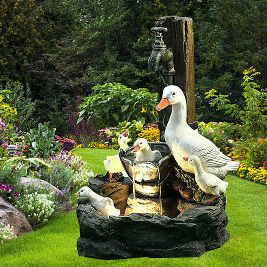 Pondlinn - Dekorative Entenfamilie Gartenbrunnen