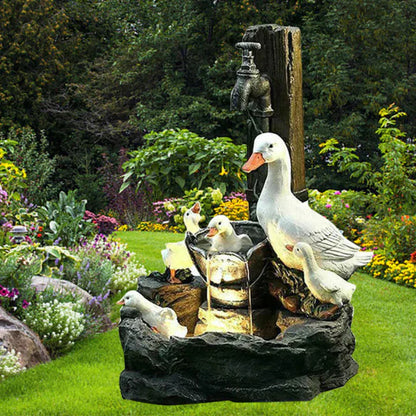 Pondlinn - Dekorative Entenfamilie Gartenbrunnen