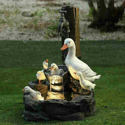 Pondlinn - Dekorative Entenfamilie Gartenbrunnen