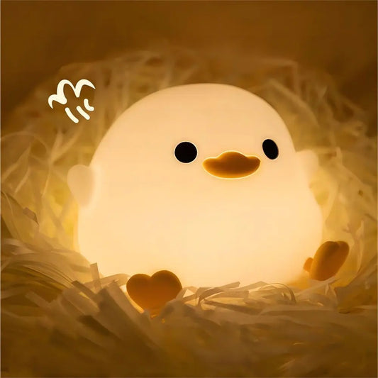 Rechargeable Silicone Duck Night Light with Touch Control and Timer – Warm LED for Kids' Room 1