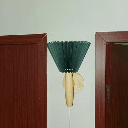 Nordic Wooden Wall Lamp with Pleated Shade – Vintage Minimalist Design for Cozy Spaces 3