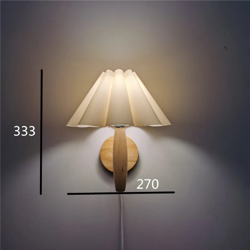 Nordic Wooden Wall Lamp with Pleated Shade – Vintage Minimalist Design for Cozy Spaces 6