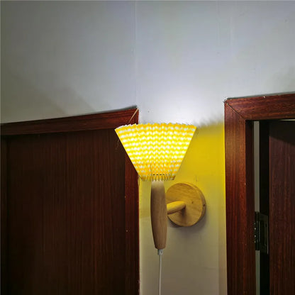Nordic Wooden Wall Lamp with Pleated Shade – Vintage Minimalist Design for Cozy Spaces 12