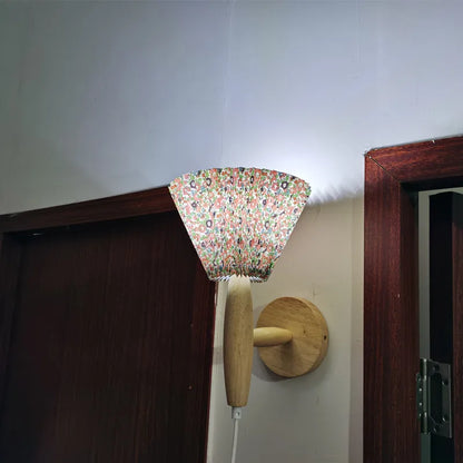 Nordic Wooden Wall Lamp with Pleated Shade – Vintage Minimalist Design for Cozy Spaces 7