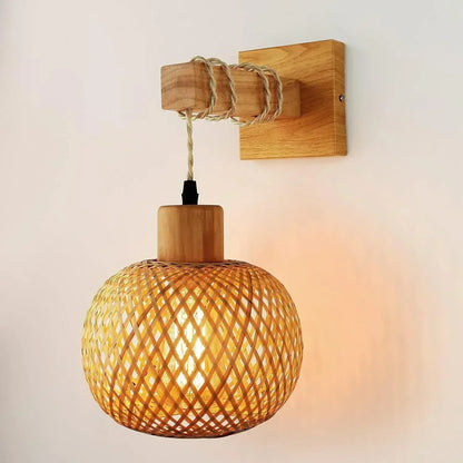 Handwoven Bamboo Wall Light – Dual Directional Ambient Lighting for Modern and Rustic Interiors 7