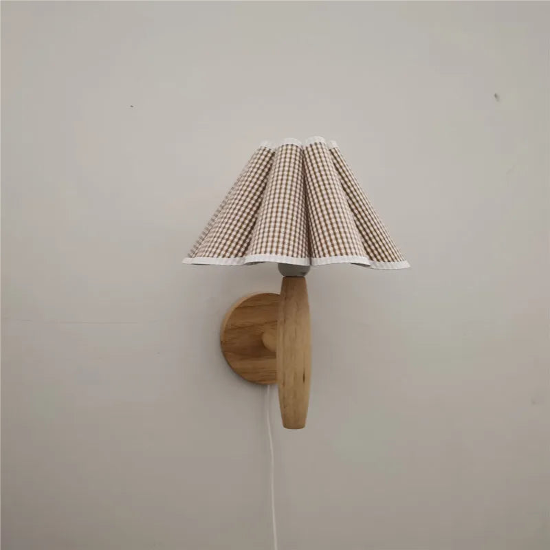 Nordic Wooden Wall Lamp with Pleated Shade – Vintage Minimalist Design for Cozy Spaces 9
