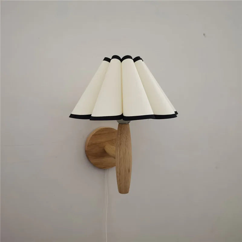 Nordic Wooden Wall Lamp with Pleated Shade – Vintage Minimalist Design for Cozy Spaces 10