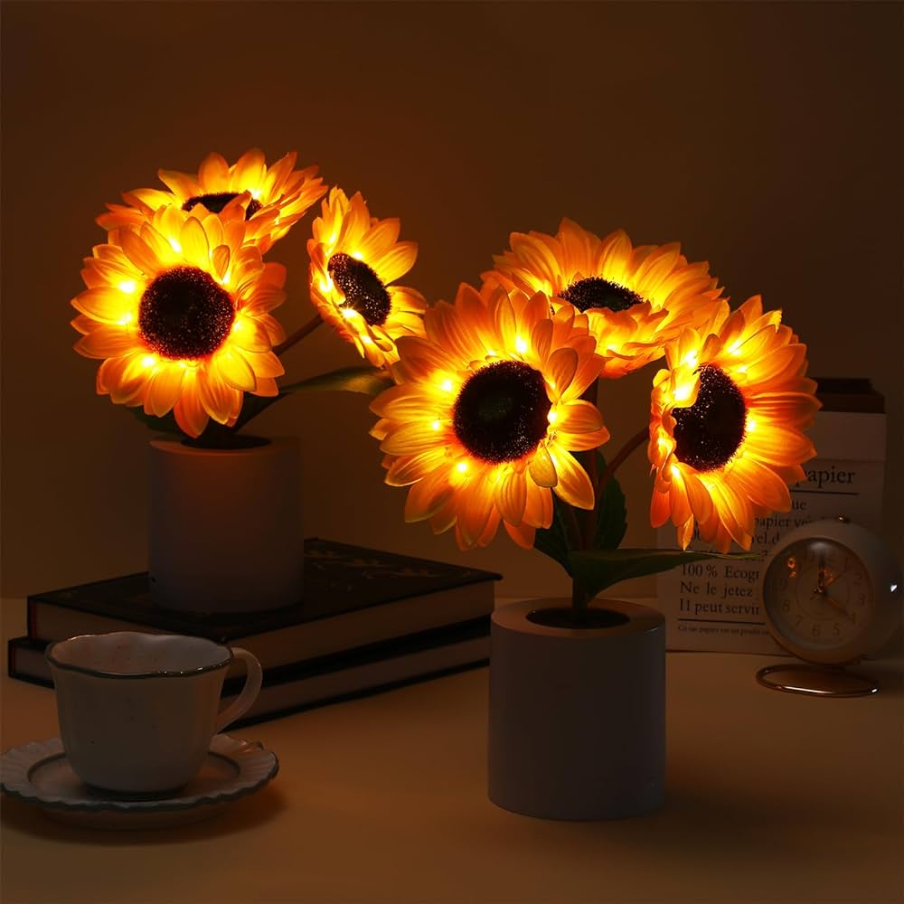 Sunflower-Inspired LED Lamp with Gentle Glow – Rechargeable Decorative Light 7