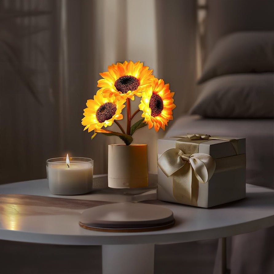 Sunflower-Inspired LED Lamp with Gentle Glow – Rechargeable Decorative Light 8