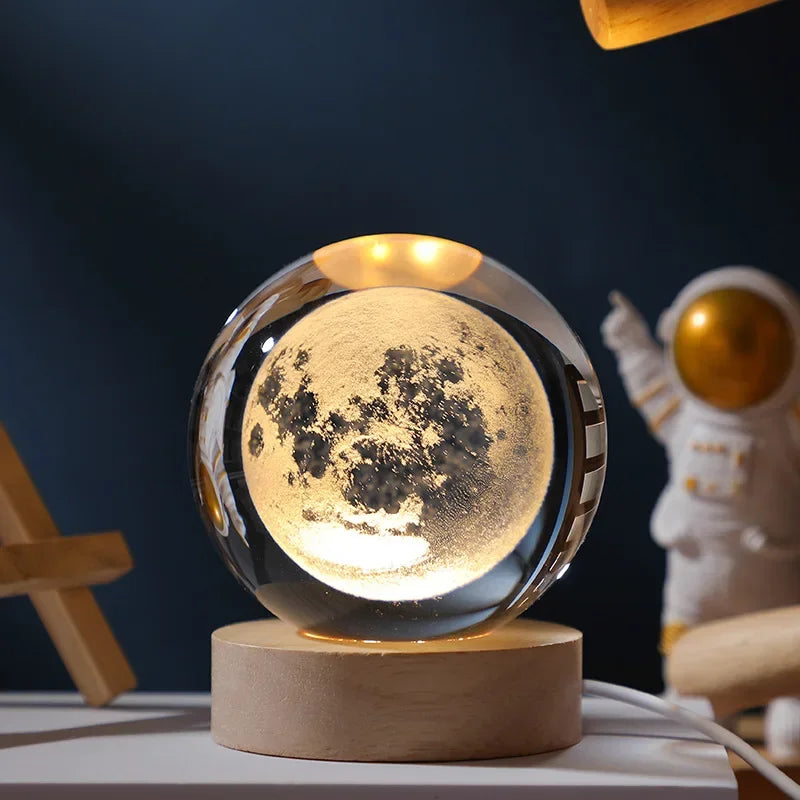 Illuminated Crystal Ball Night Light with Natural Wood Base – Warm White LED for Relaxation and Meditation 28