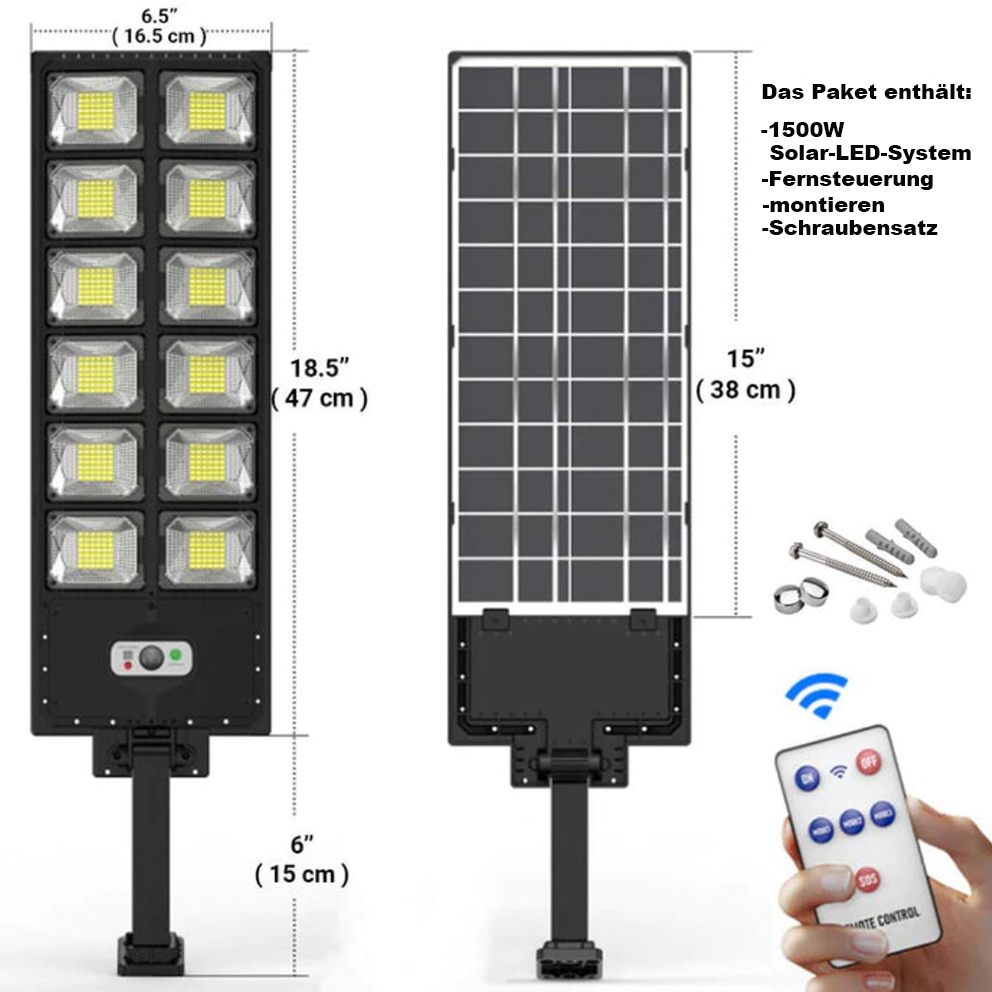 Voltora 1500W - Solarbetriebenes LED-Sicherheitslichtsystem für den Außenbereich