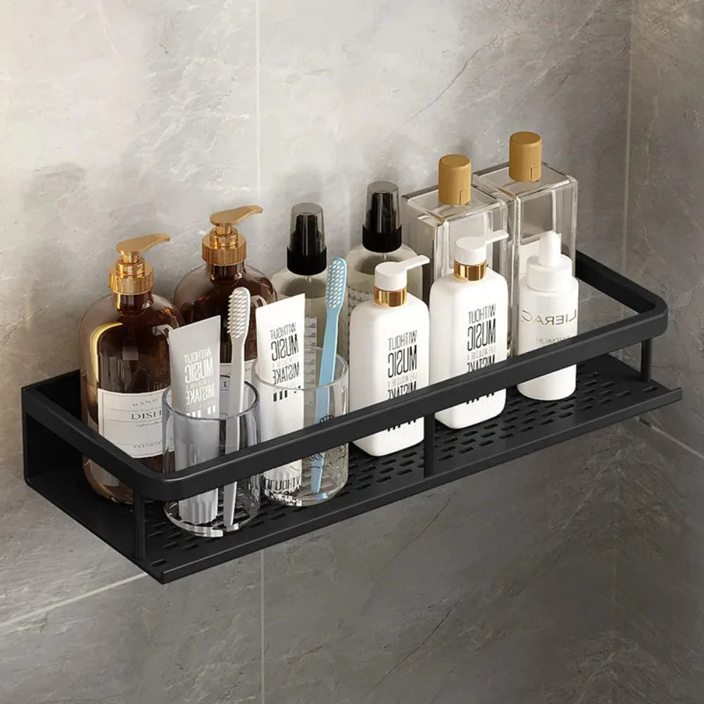 Showerlyn - Schwarzes Duschregal mit modernem, platzsparendem Design