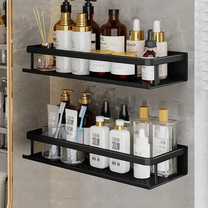 Showerlyn - Schwarzes Duschregal mit modernem, platzsparendem Design