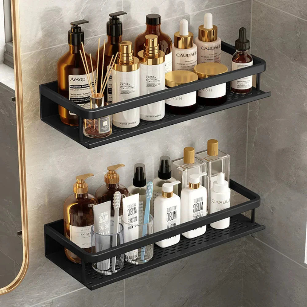 Showerlyn - Schwarzes Duschregal mit modernem, platzsparendem Design