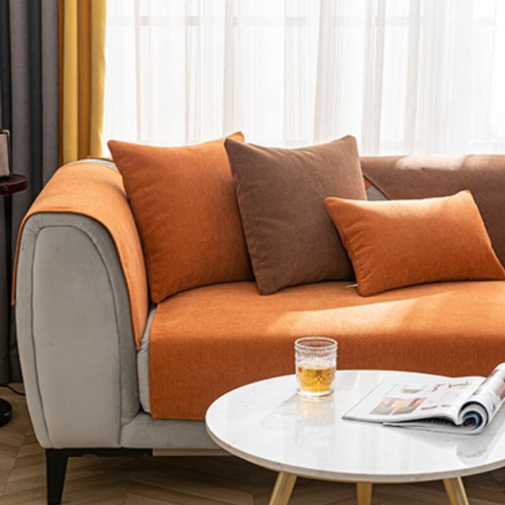 Sofavelle - Gesteppter Chenille-Sofabezug mit Anti-Rutsch-Rücken