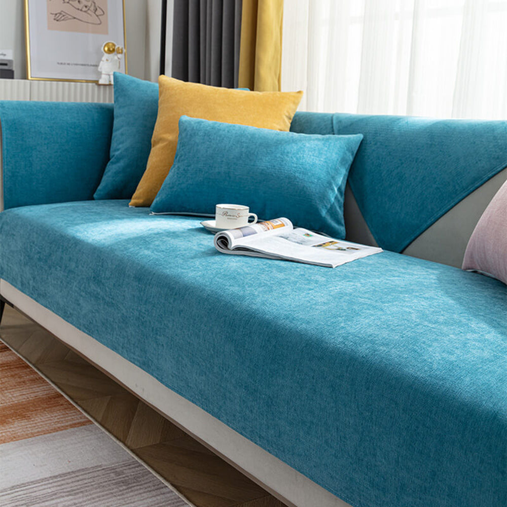 Sofavelle - Gesteppter Chenille-Sofabezug mit Anti-Rutsch-Rücken