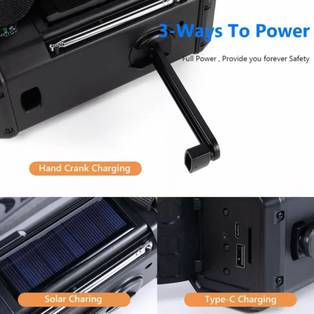 StormCore - 10.000 mAh Notfall-Powerbank & Kurbelradio