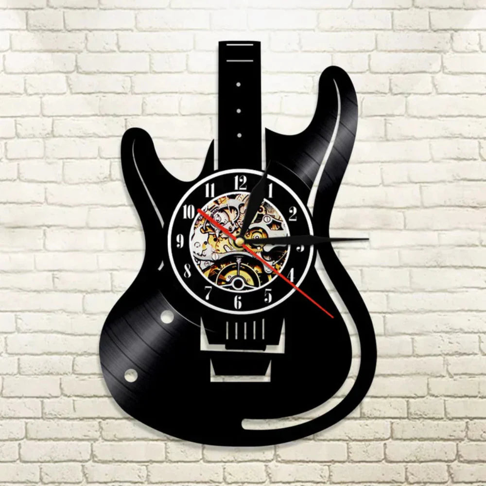 StrumTime - Gitarre Vinyl LED Wanduhr