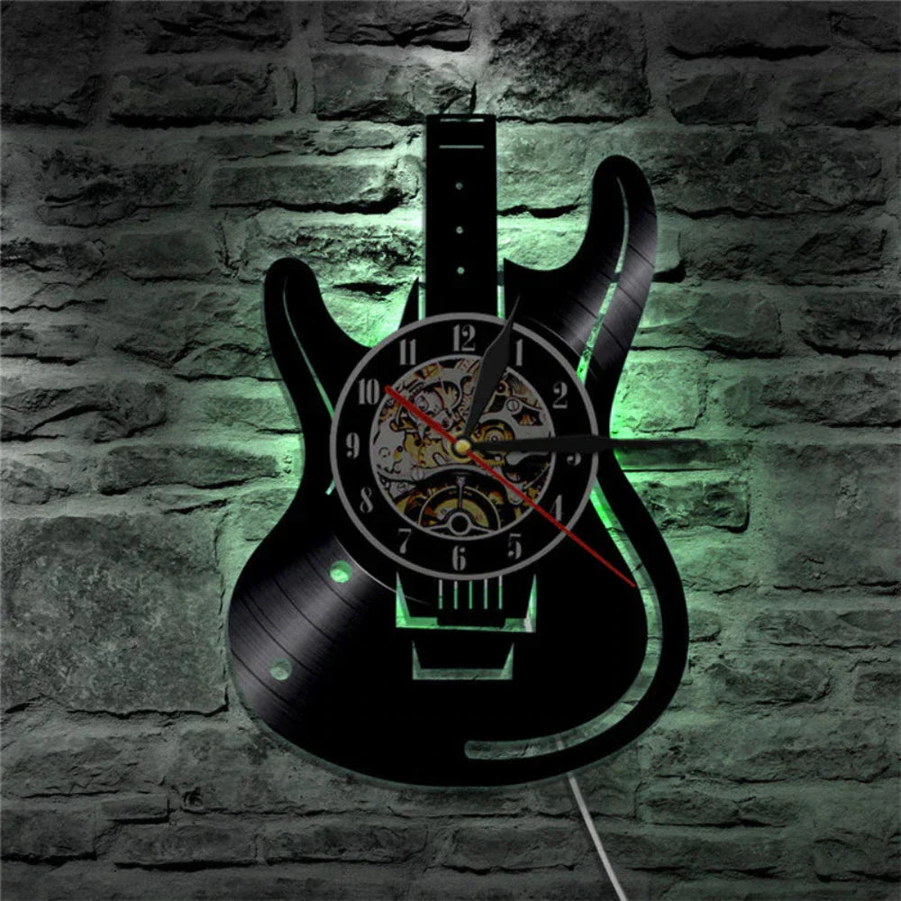 StrumTime - Gitarre Vinyl LED Wanduhr