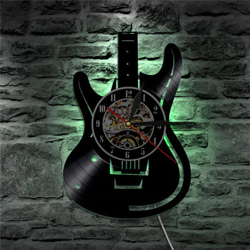 StrumTime - Gitarre Vinyl LED Wanduhr