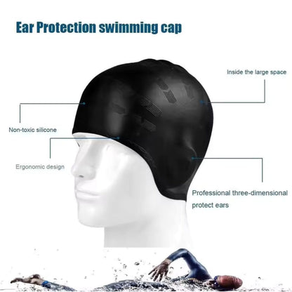 Swimlow - Silicone Swim Cap with Ear Protection