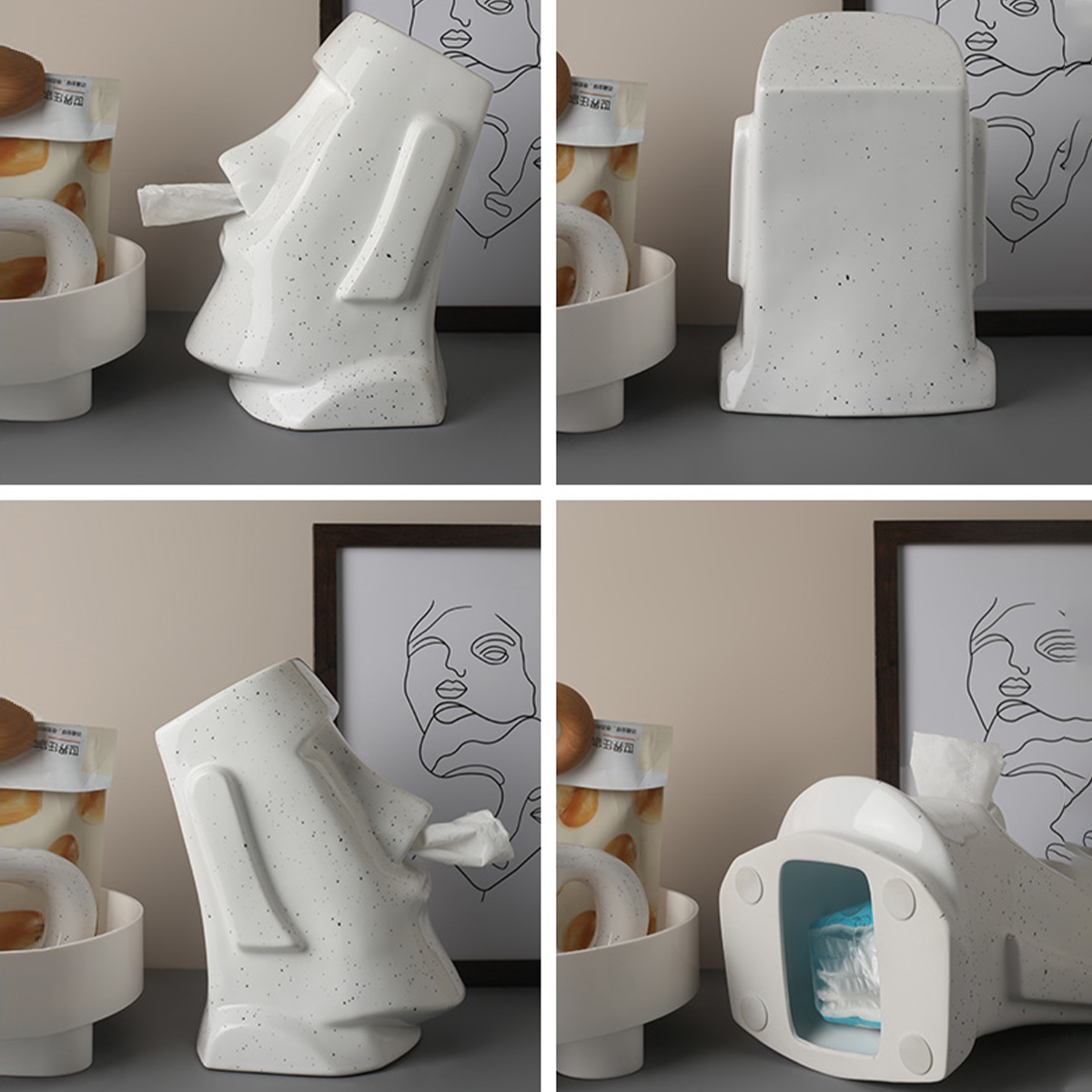 Nordic Ceramic Moai Tissue Holder – Sculptural Design for Modern Interiors 4