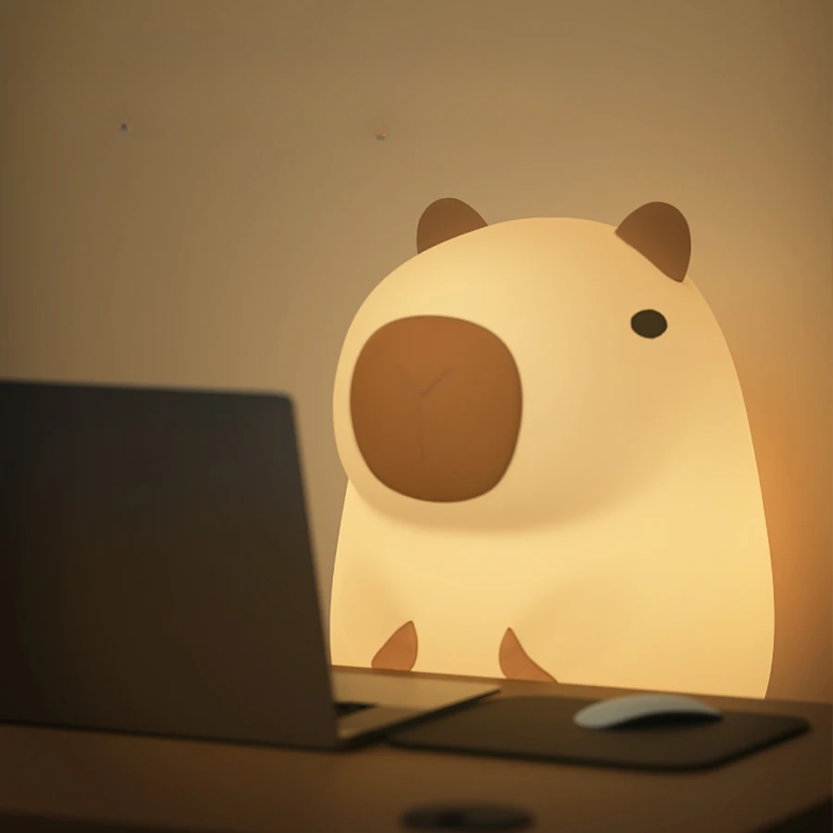 Soft Silicone Capybara Night Light for Kids – Rechargeable, Adjustable Brightness, and Portable 3