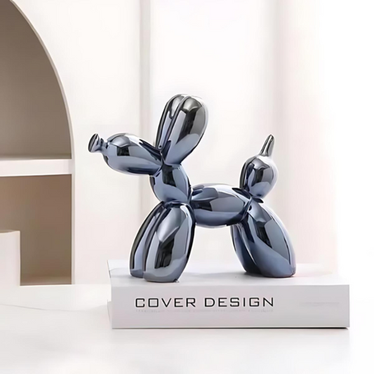 Verspielter Ballon Hund Figur - Keramik Kunst für Zuhause