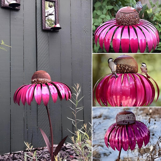 Stylish Cone Bird Feeder - Durable Weather-Resistant Iron Design for Outdoor Gardens, Rustic Bronze Finish, Easy to Hang 1