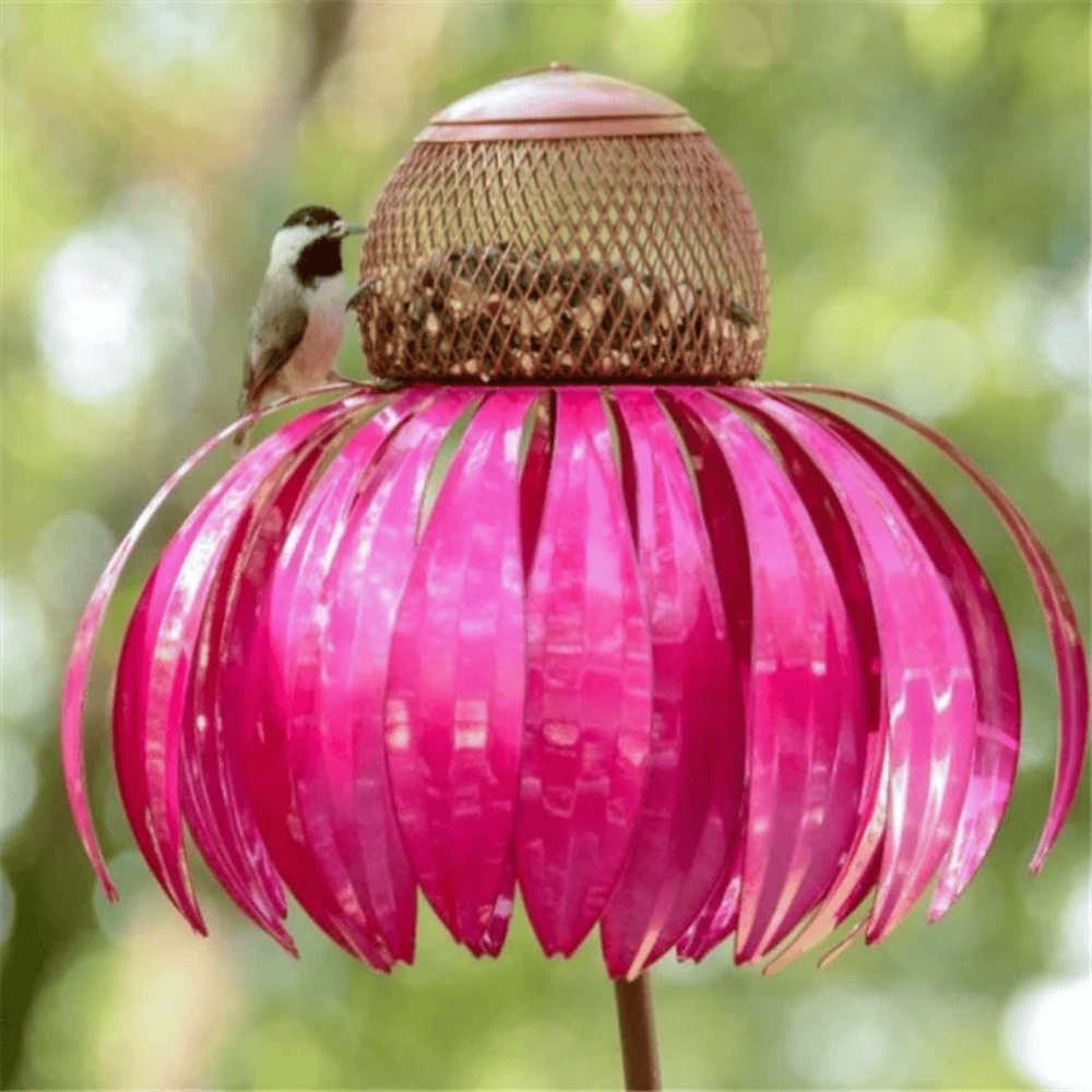 Stylish Cone Bird Feeder - Durable Weather-Resistant Iron Design for Outdoor Gardens, Rustic Bronze Finish, Easy to Hang 5