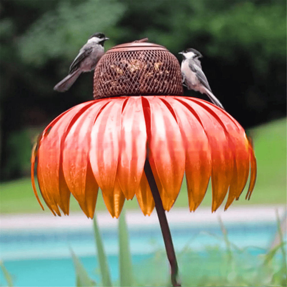 Stylish Cone Bird Feeder - Durable Weather-Resistant Iron Design for Outdoor Gardens, Rustic Bronze Finish, Easy to Hang 6