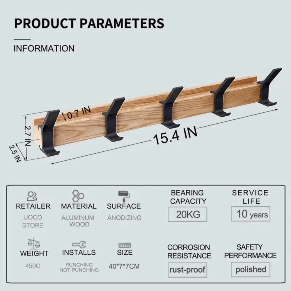 Nordic Design Wall Coat Rack with Movable Double Hooks – Stylish and Durable Storage Solution 6